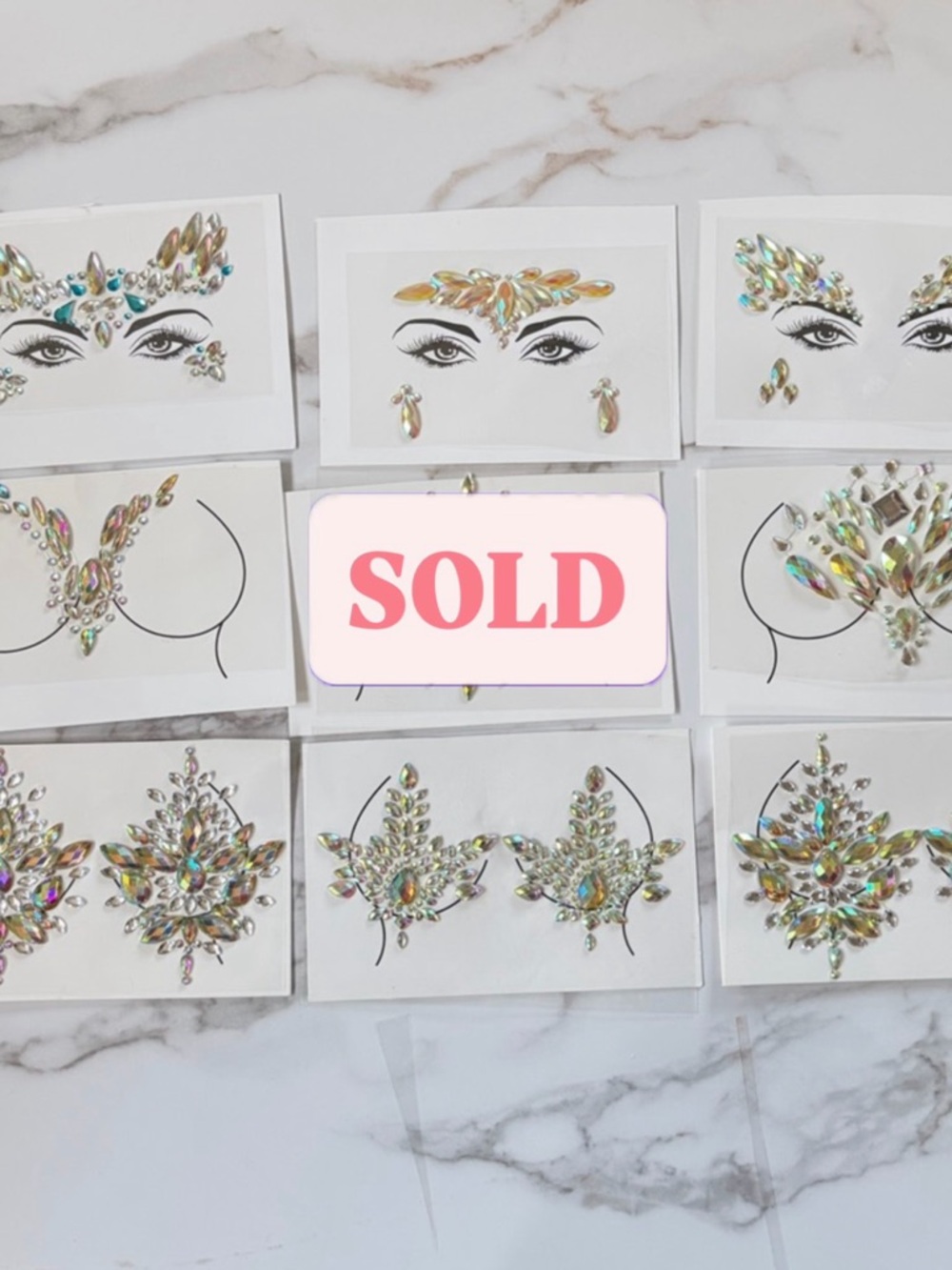 **SOLD**Iridescent Face and Body Jewels mix and match Nine Decorative Stickers